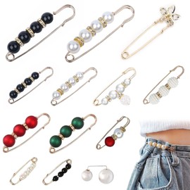 EsiFare Waist Adjuster, Waist Adjuster, Waist Adjuster, Waist Adjustment, Set of 13, Waist Adjustment Accessories, Alloy, Imitation Pearl, Women's, Decorative, Anti-Exposure, No Sewing Required,
