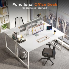 PRAISUN 48 X 24 Inch Computer Desk with Deeper Desktop, Gaming Office Writing Work Desk for Home Office, Study, Bedroom, Work from Home, Metal Frame, White