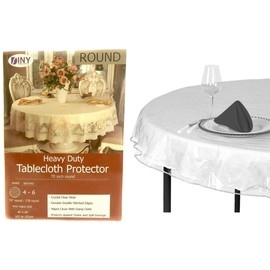 (180cm Round) - Dependable Deluxe Clear Plastic Tablecloth Protector (180cm Round)