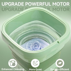 BenLoc 9L Portable Washing Machine Foldable Mini Washer Machine, Upgraded Motor Mini Washing Machine Portable Washer with Spinner, Ideal for Apartment, RV, Travel and Light Loads Green