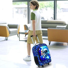 Kids Suitcase for Boys, Astronauts Rolling Luggage with Wheels，Travel Carry on for Children Toddler Elementary
