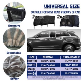 Car Window Screens for Side Windows, OUTTDID 4 Pack Side Window Sun Shades,Stretchy Mosquito Net Cover Fit Cars SUVs - Front & Rear