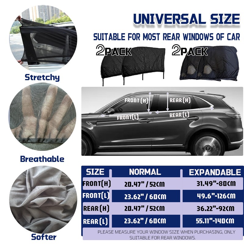 Car Window Screens for Side Windows, OUTTDID 4 Pack Side