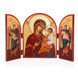 NKlaus Mother of God Quick Hearing Icon Triptych Wood 25 x 16 cm Christian 13812