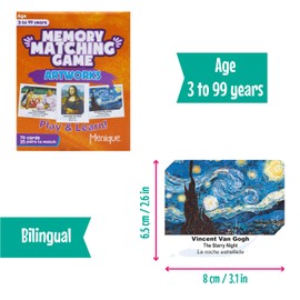 Menique Memory Matching Game – Famous Paintings for Adults & Kids – 70 Cards (35 Pairs) – Bilingual Art Game – Educational & Concentration Activity