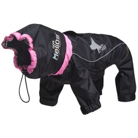 DOGHELIOS 'Weather-King' Windproof Waterproof and Insulated Adjustable Full Bodied Pet Dog Jacket Coat w/ Heat Retention Technology, Large, Black