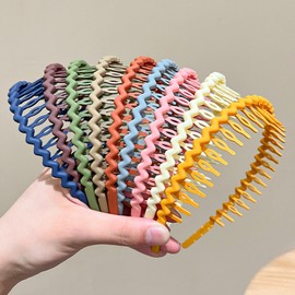 ZQTSANKESL 10 Pcs Wide Headband for Washing Face & Makeup - Non Slip Elastic Hair Band Shaped Shark Teeth for Women, Skincare, Shower, Spa