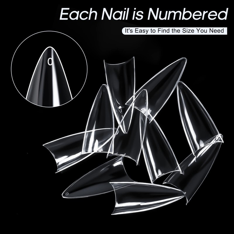 Ranrose 120PCS Short Nail Tips,Short Soft Gel Stiletto Nail Tips