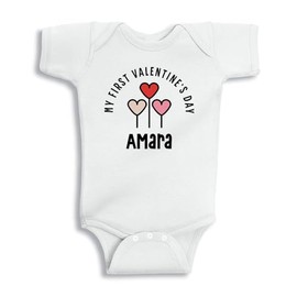 My First Valentine's Day Amara Baby Infant One Piece Bodysuit Newborn White