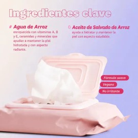 The Face Shop Rice Water Bright - Toallitas Desmaquillantes Coreanas con Agua de Arroz | Limpieza Rápida Multiusos | K-Beauty para Remover Maquillaje,