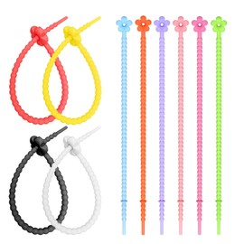 20 PCS Silicone Cable Ties Reusable Cable Ties Reusable Silicone Cable Management Organizer Cable Straps Cord Ties Multi-Purpose Silicone Cable Tie for Home Office Garden Kitchen Workshop