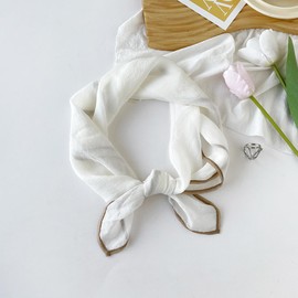 Lutesa Women's Scarf, Neckerchief, Thin, Square, Bag Decoration, Hair Ornament, 27.6 x 27.6 inches (70 x 70 cm), Plain, Spring and Summer, Office, Travel, white