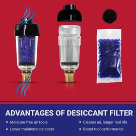 LE LEMATEC Air Compressor Dryer, Does Not Restrict Air Flow, Desiccant Filter, 150 PSI (ZN312E-3 1/4")