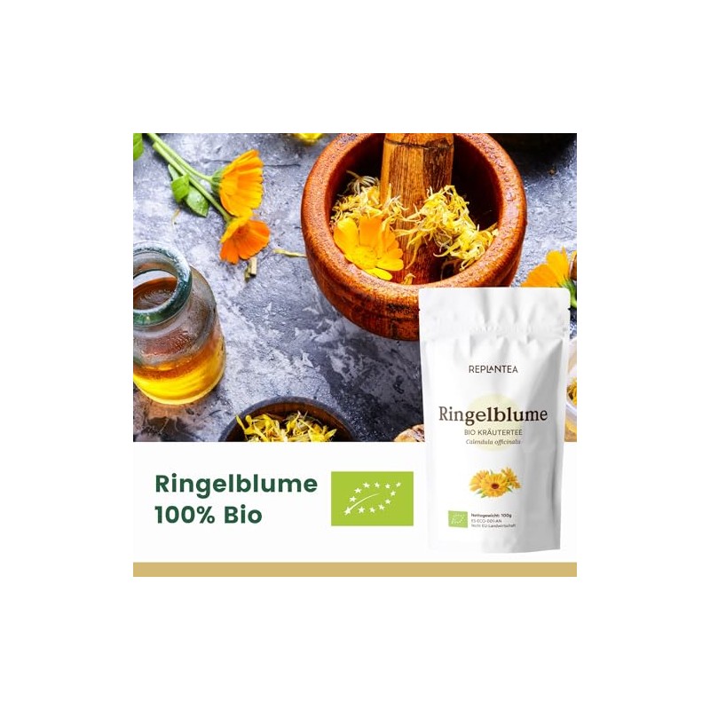 Organic Marigold Blossoms Whole 100 g Loose | Mariengold Tea
