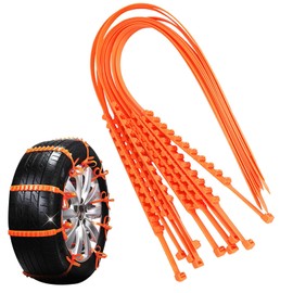 badaren Snow Chains, Pack of 10 Emergency Anti-Slip Universal Car Tyre Chains, Reusable Car Snow Chains, Suitable for Cars/SUVs/Trucks/SUVs, Can be Used on Snow, Mud, Rain Roads