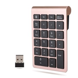 Yoidesu 22 Keys Number Pad, USB C Mini Numeric Keypad for Laptop with USB Reciever, Portable Numpad Financial Accounting for Laptop, Notebook, Desktop (Rose