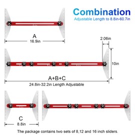 Stair Tread Template Tool – Precision Stair Tread Jig for Risers and Treads – Durable Aluminum Stair Guide, Measuring Tool, Step Gauge, and Scribe – Perfect for DIY and Woodworking - Red