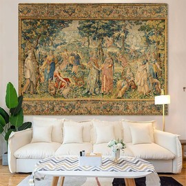 Medieval Tapestry Wall Hanging Renaissance Court Scene Wall Art