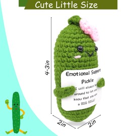 SIMXEHAY Emotional Support Pickle,Funny Positive Pickle with Emotional Support Card,Cute Knitted Crochet Dolls Soft Plush for Friend Gifts (Pickle)