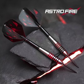 Darts Corner Astrofire Darts | Ringed Steel Tip Dart Set | 29g