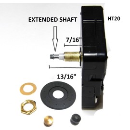 High Torque Quartz Clock Movement (Silent Sweep) Extended Shaft for Long Hands - Medium Shaft - 7/16", Wall Clock, Wood Craft