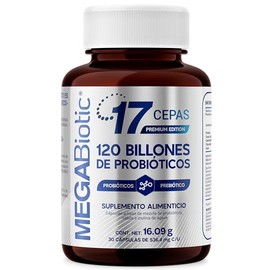 MegaBiotic Suplemento Probióticos 120 Billones, Envase con 30 Cápsulas | Aporta 120 Billones de UFC por porción. Contiene probióticos y prebióticos. C