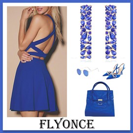 Flyonce Rhinestone Geometric Rectangle Dangle Earrings, Sparkly Crystal Statement Square Drop long Dangling Boho Jewelry Blue