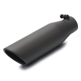LCGP 2.25 Inch Inlet Exhaust Tip 2.25" x 3.5" x 12" Black Exhaust Tailpipe, Universal for Car Truck with Bolt On Design