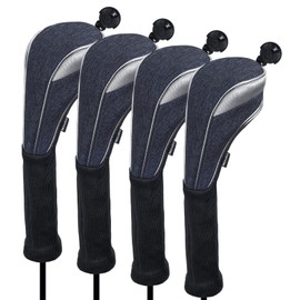 Andux 4 Pack Long Neck Golf Hybrid Club Head Covers with Dial No. Tag CTMT-03 Black/Blue