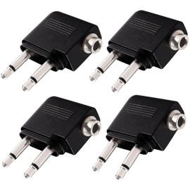 KUOQIY 4 PCS 3.5mm Pure Copper Airline Earphone Adapter, Airplane Airline Flight Adapters for Headphones, Airplane Headphone/Earphone Socket Adaptor, Nickel Plated