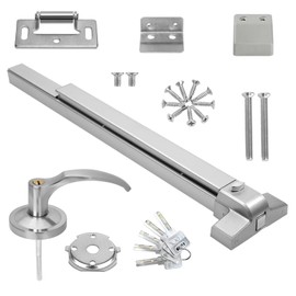 suermany 31.5”/80cm Stainless Steel Commercial Door Push Bar Panic Exit Device with Exterior Lever Handle - Fits 30"-37" Wood & Metal Doors
