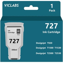 VicLabs 727 Ink Cartridges Replacement for HP 727 F9J80A Ink cartridges for use in HP DesignJet T920 T1500 T1530 T2500 T2530 Printers,300-ML (1-Pack, Gray)