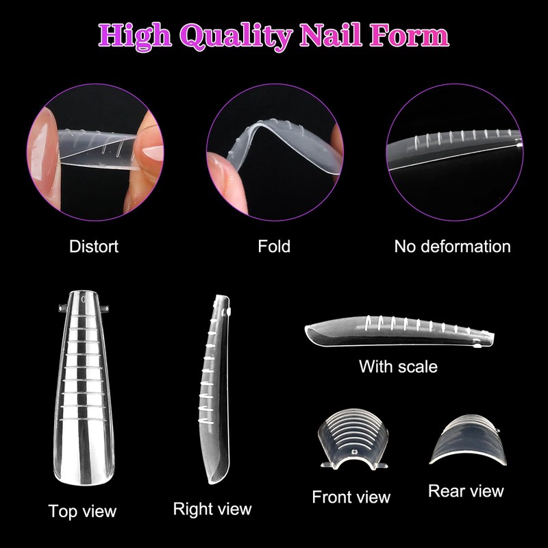 ANGNYA 144 Pieces Nail Shapes Dual Shape Nails Set, 12