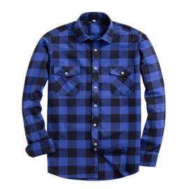 Alimens & Gentle Men's Button Down Regular Fit Long Sleeve Plaid Flannel Casual Shirts