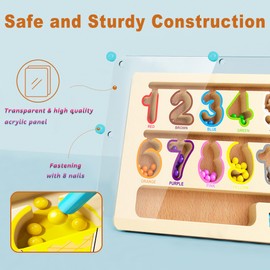 EINZUFUF Magnetic Color and Number Maze, Montessori Toys for 3-5 Year Old, Toddler Learning Toys & Fine Motor Skills Toys,3-5 Year Old Boys Girls Birthday