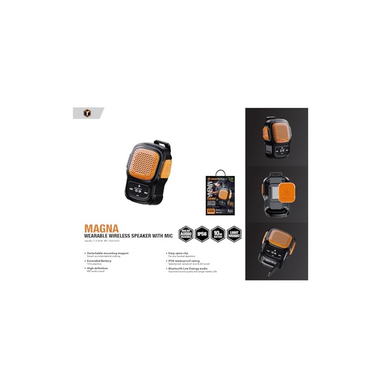 ToughTested Magna Comm Wearable Wireless Speaker with Mic
