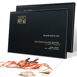 Paul Rubens Watercolor Sketchbook, High Absorptio, Artist Quality Cold Pressed Watercolor Paper pad for Watercolors and Wet Media Block, 100% Cotton, 10.82 x 7.79 inches, 140lb, Pack of 2 (40 Sheets)