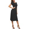 EXCHIC Women's Short Sleeve Round Neck Waisted Slim Summer Midi