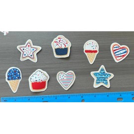 Independence Day Ice Cream Cones ~N~ Cupcakes -N- Cookies Iron on Fabric Appliqu