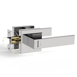 Mayvigor Privacy Door Lever, Heavy Duty Interior Door Handles for Bathroom & Bedroom Privacy Door Lock Handle Keyless Door Knobs in Satin Nickel for Right & Left Sided Doors,1 Pack