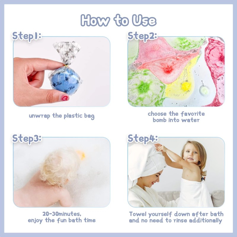 Bath Bombs for Kids 12Pcs Bath Bombs with Surprise Crystal