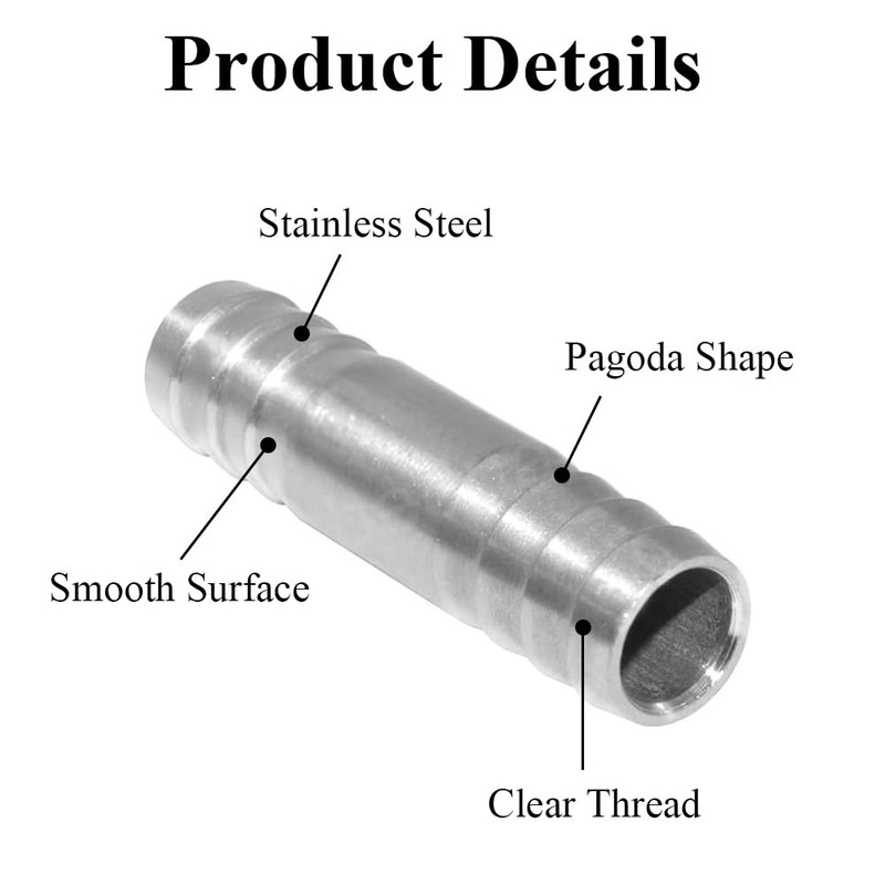 24 mm Straight Hose Fitting Made of Stainless Steel, 2-Way