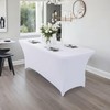 White Spandex Tablecloth 6ft Tight Fitted Washable Stretch Table Cover