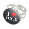 GRAPHICS & MORE I Love Dick Heart Silver Plated Adjustable