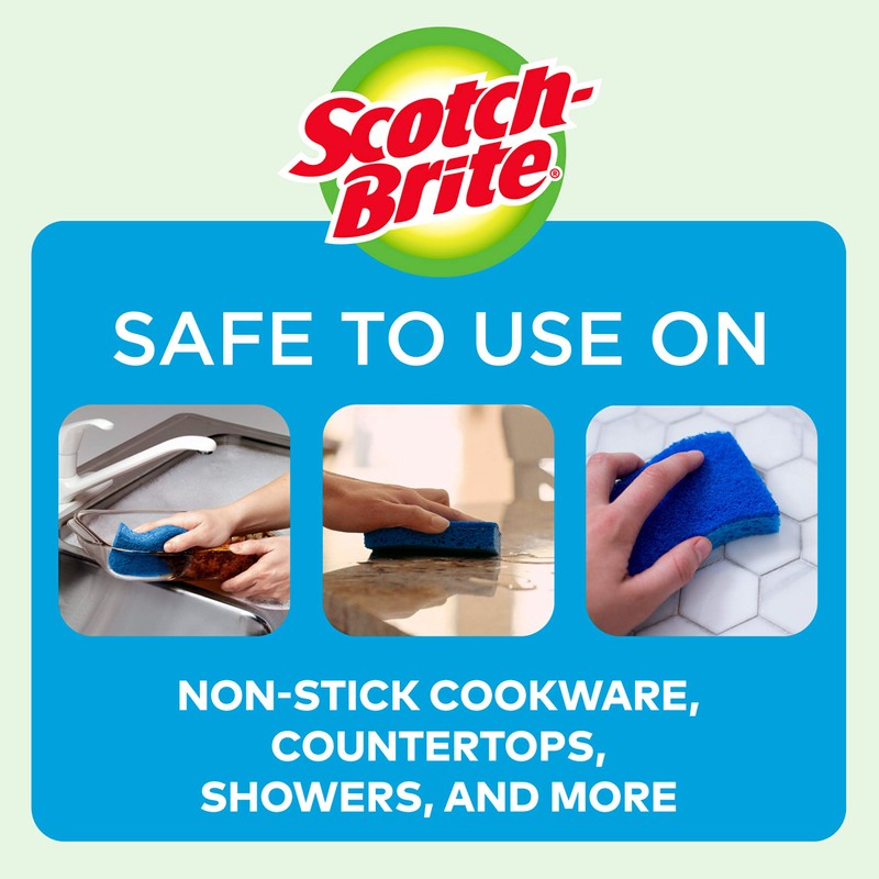 Scotch-Brite Scrub Dots Non-Scratch Scrub Sponge, Everyday Cleaning Power. Rinses