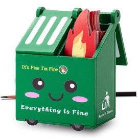 FLCCTMZ Dumpster Fire Pencil Holder, Fun Desk Accessories Set with 100 Pcs Flame Note Cards, Cute Office Desk Decor Funny Gifts for Coworker Staff Team Teachers