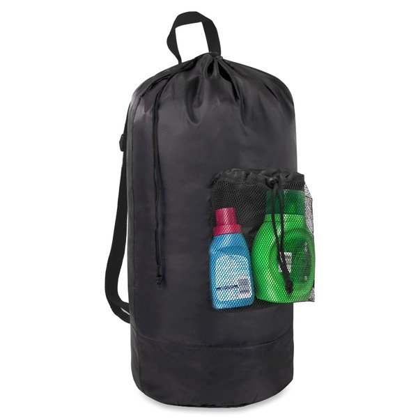 Laundry Bag Backpack with Shoulder Straps and Mesh Pocket Clothes
