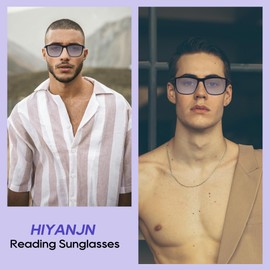 HIYANJN 2 Pack Reading Sunglasses for Men Womens UV400 Protection Outdoors Classic Lightweight Rectangle Sun Readers
