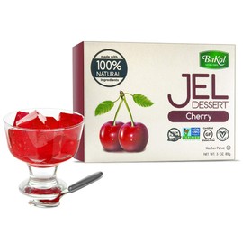 Bakol Jel Dessert - All Natural Vegan Dessert Mix - Kosher - Halal - No Artificial Sweeteners Flavors or Colors – Cherry Flavor (PACK OF 12)