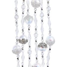 6 Feet ICY Clear Iridescent Silver Christmas Tree Garland String